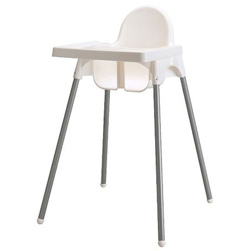 Ikea Antilop Highchair with Tray, Safety Belt, White/Silver Colour