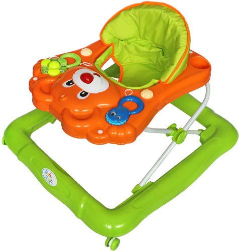 Bebe Style Deluxe Teddy Baby Walker (Orange/ Green)