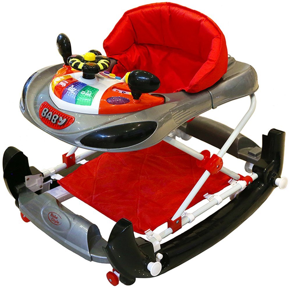 Bebe Style F1 Racing Car Walker and Rocker (Deluxe, Grey/Red)