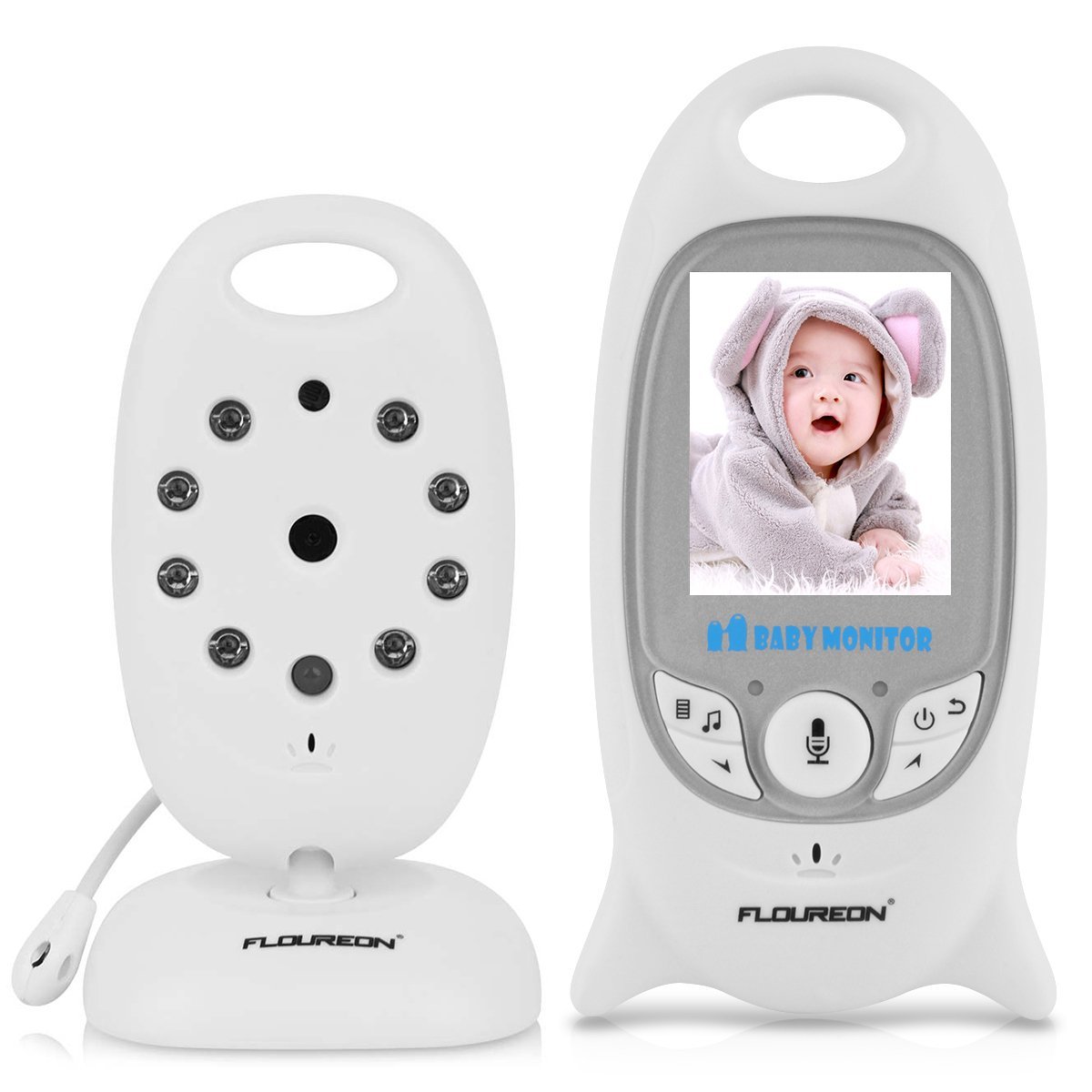 FLOUREON VB601 Digital Wireless 2.4 GHz Infant Baby Monitor 2.0 Inch LCD IR Night Vision